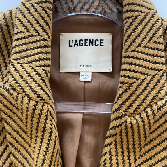 L’Agence Chevron Tweed Double Breasted Blazer with Gold Buttons - Picture 5 of 8